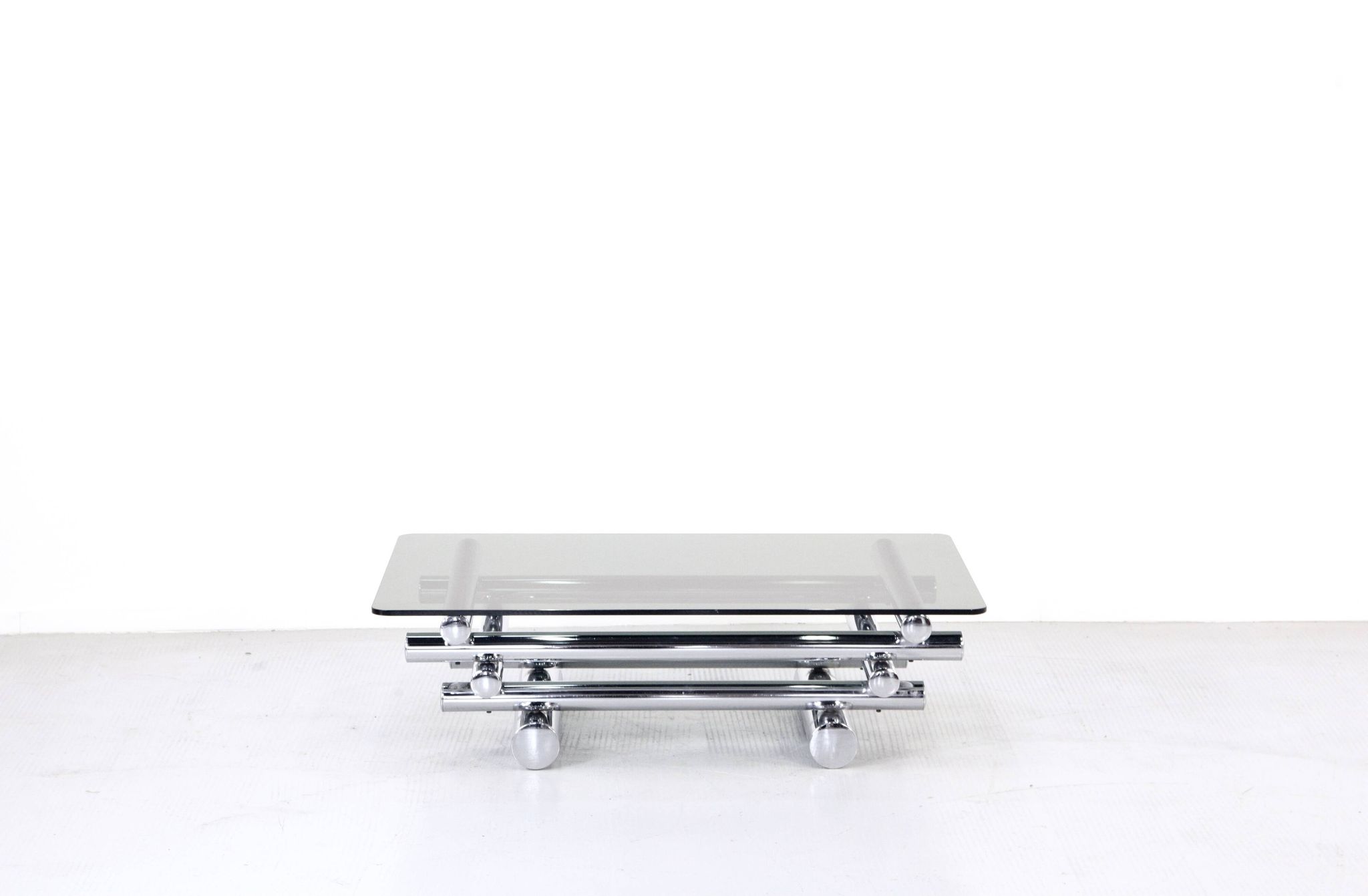 Midcentury 1970s Italian Stacked Chrome Coffee Table