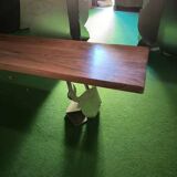 Walnut and stainless steel bench, 1980