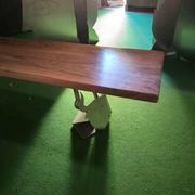Walnut and stainless steel bench, 1980