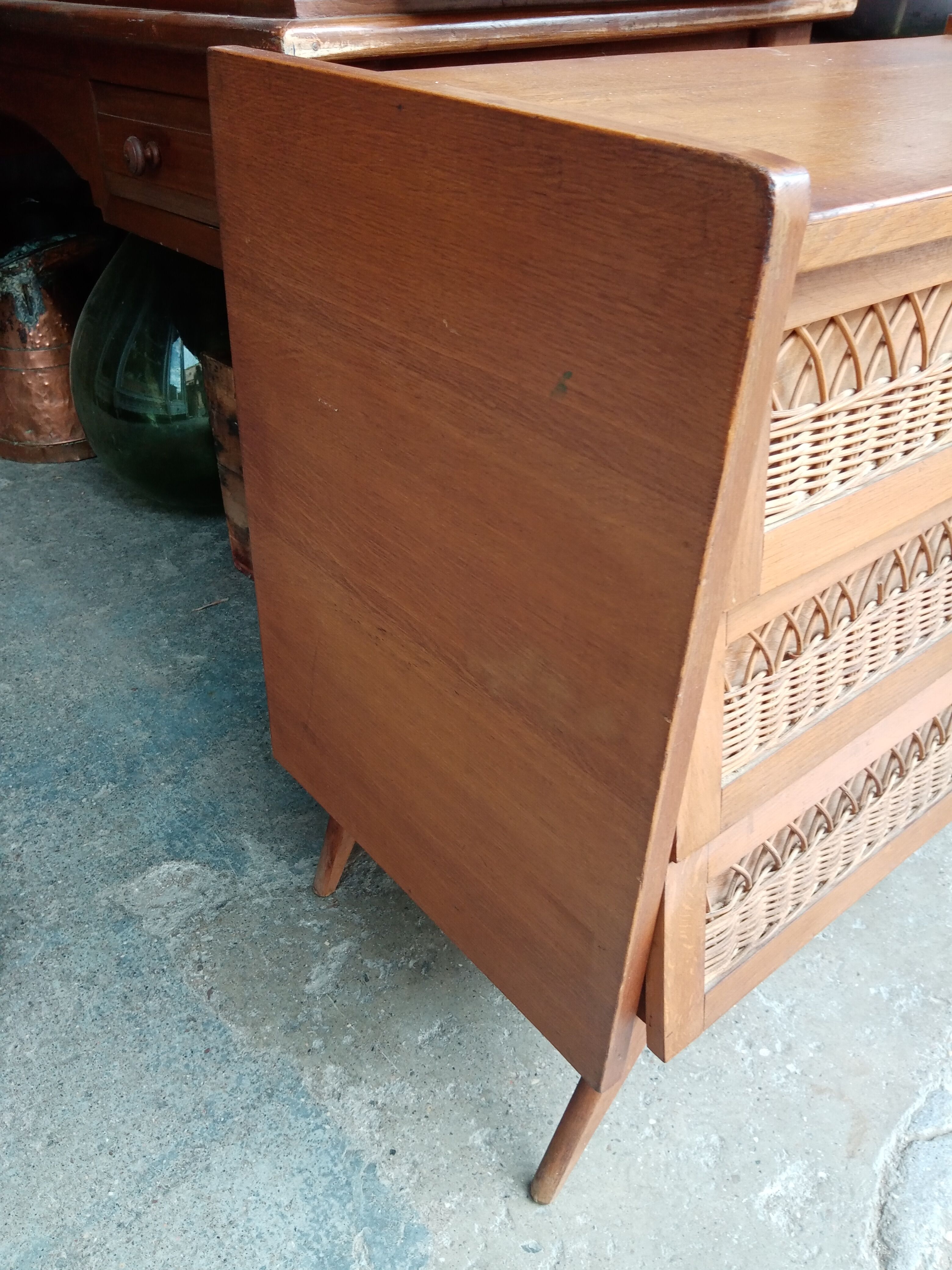 Chest of drawers vintage foot compass 3 drawers