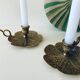 Pair of brass clover candlesticks