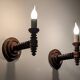 Pair of Charles Dudouyt French Turned Wood Wall Sconces, 1940s