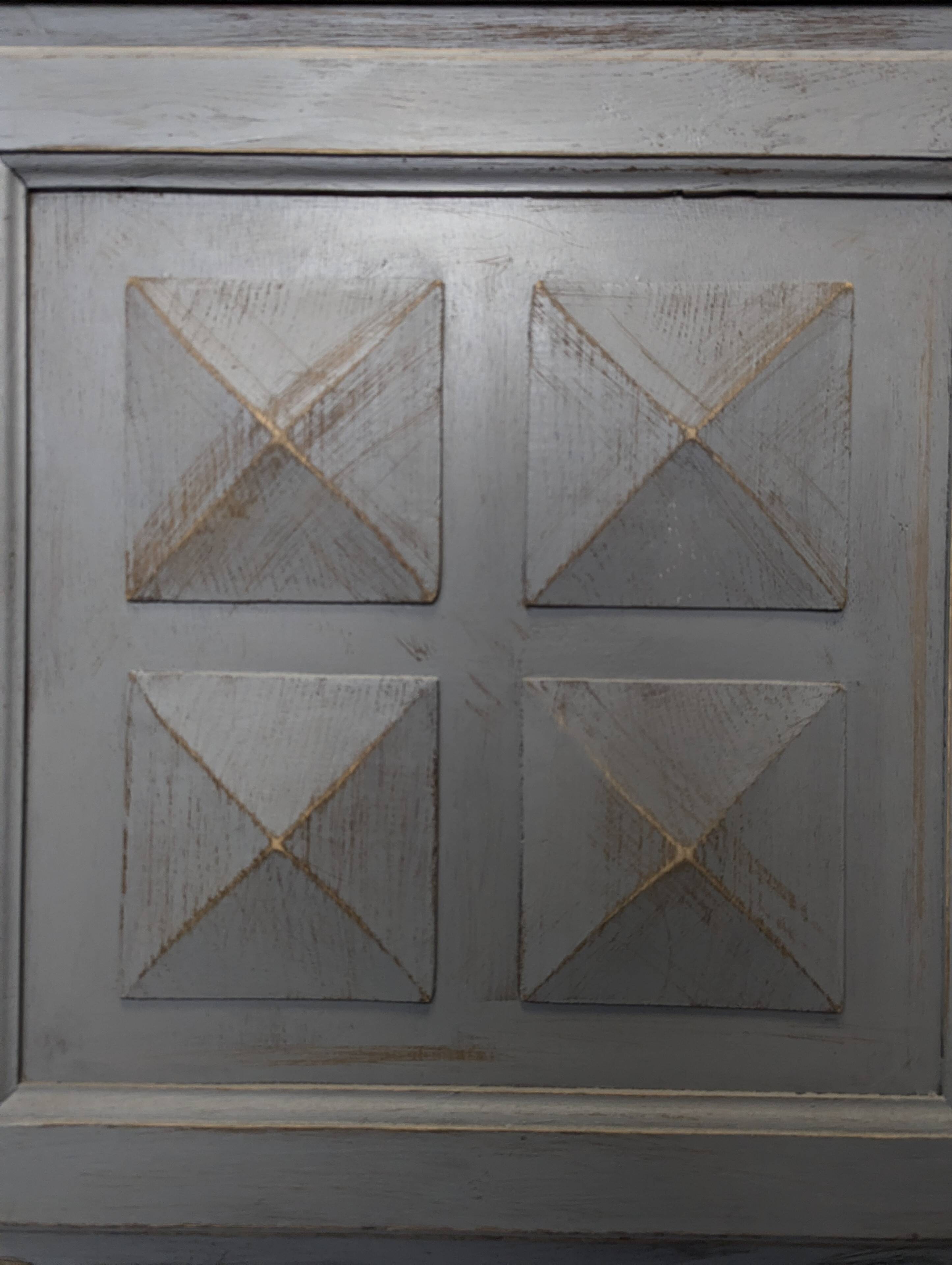 Pair of re-edged corner cabinets