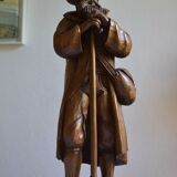 Grande sculpture bois d'un homme avec sa pelle à grain 52 cm