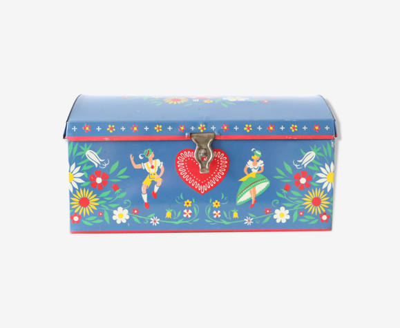 Boite métal aux motifs populaire - vintage - 1980