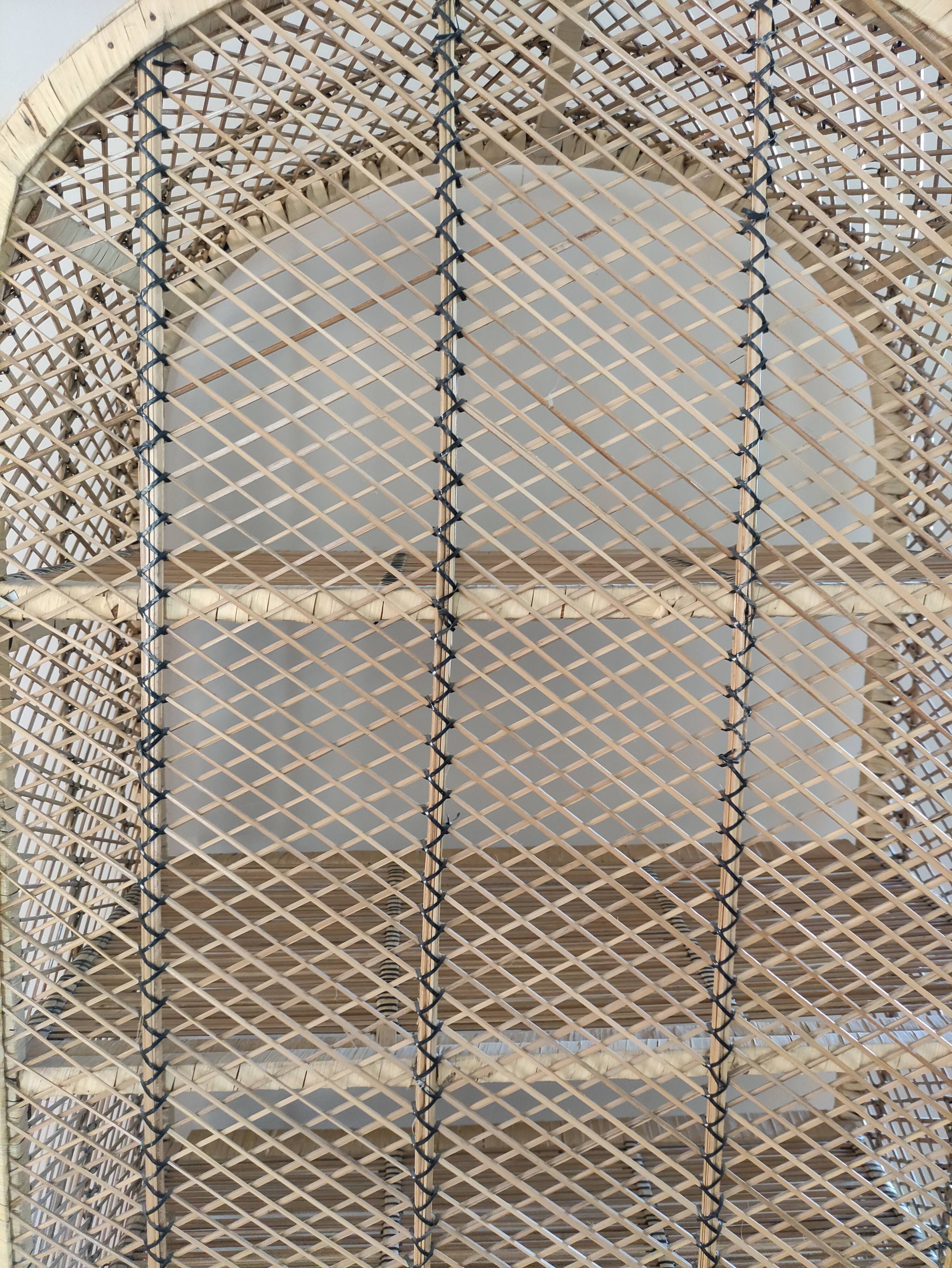 Emmanuelle style bookcase shelf in vintage rattan