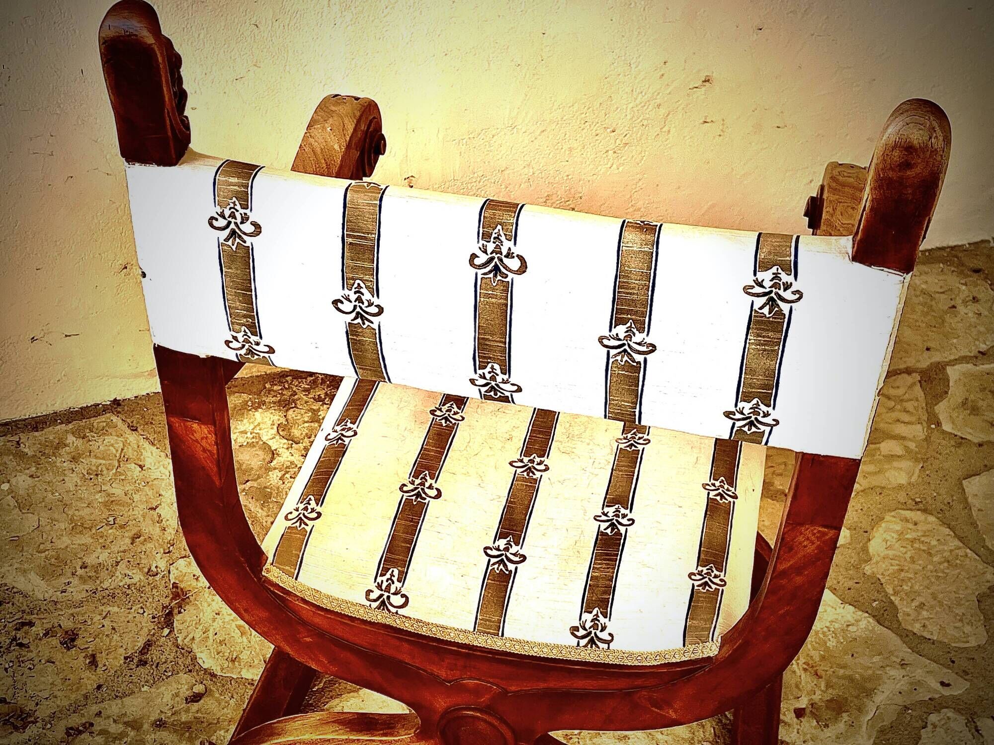 French Empire mahogany office chair with carved detail in the shape of