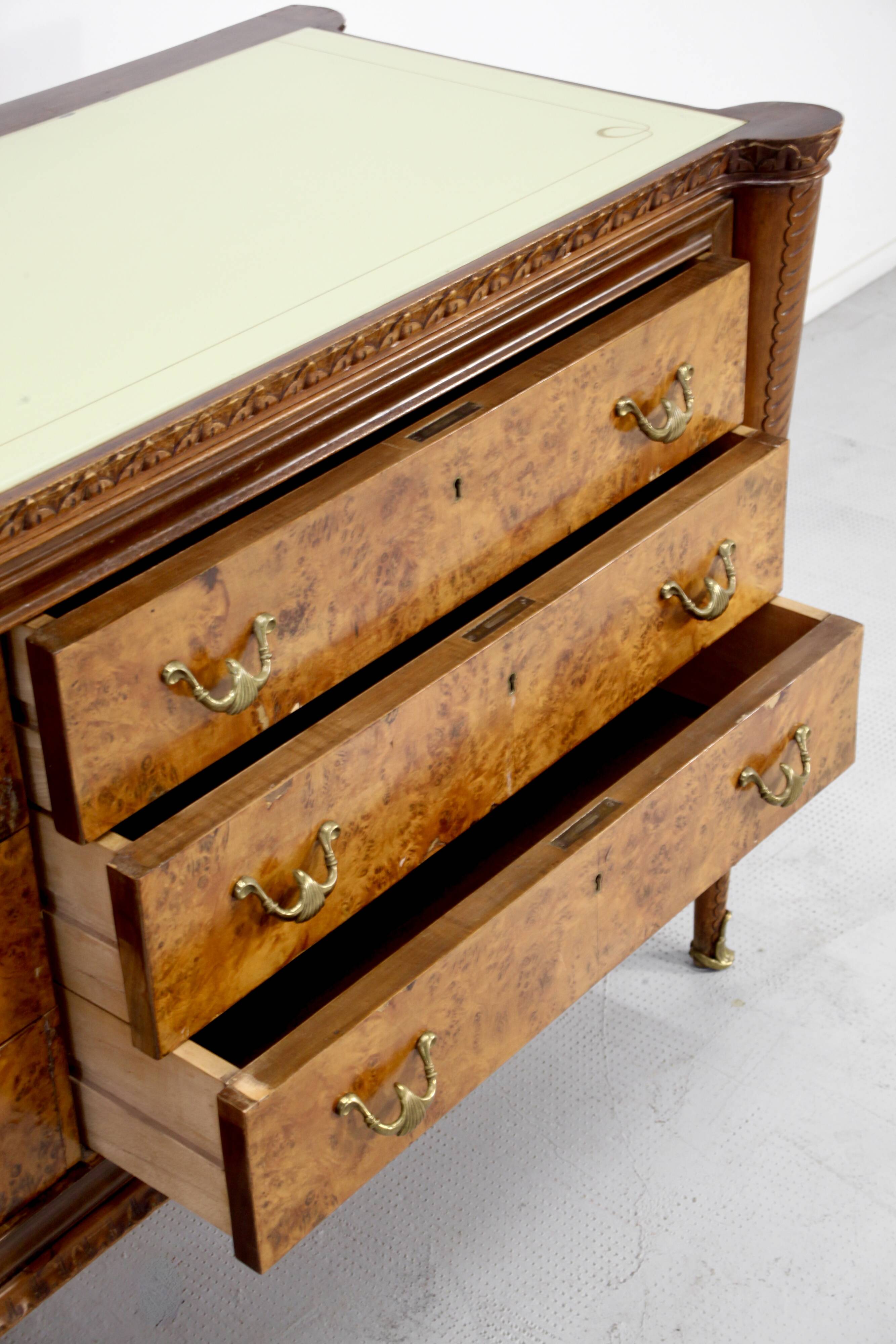 Buffet, cabinet Art Déco vintage italien en noyer foncé