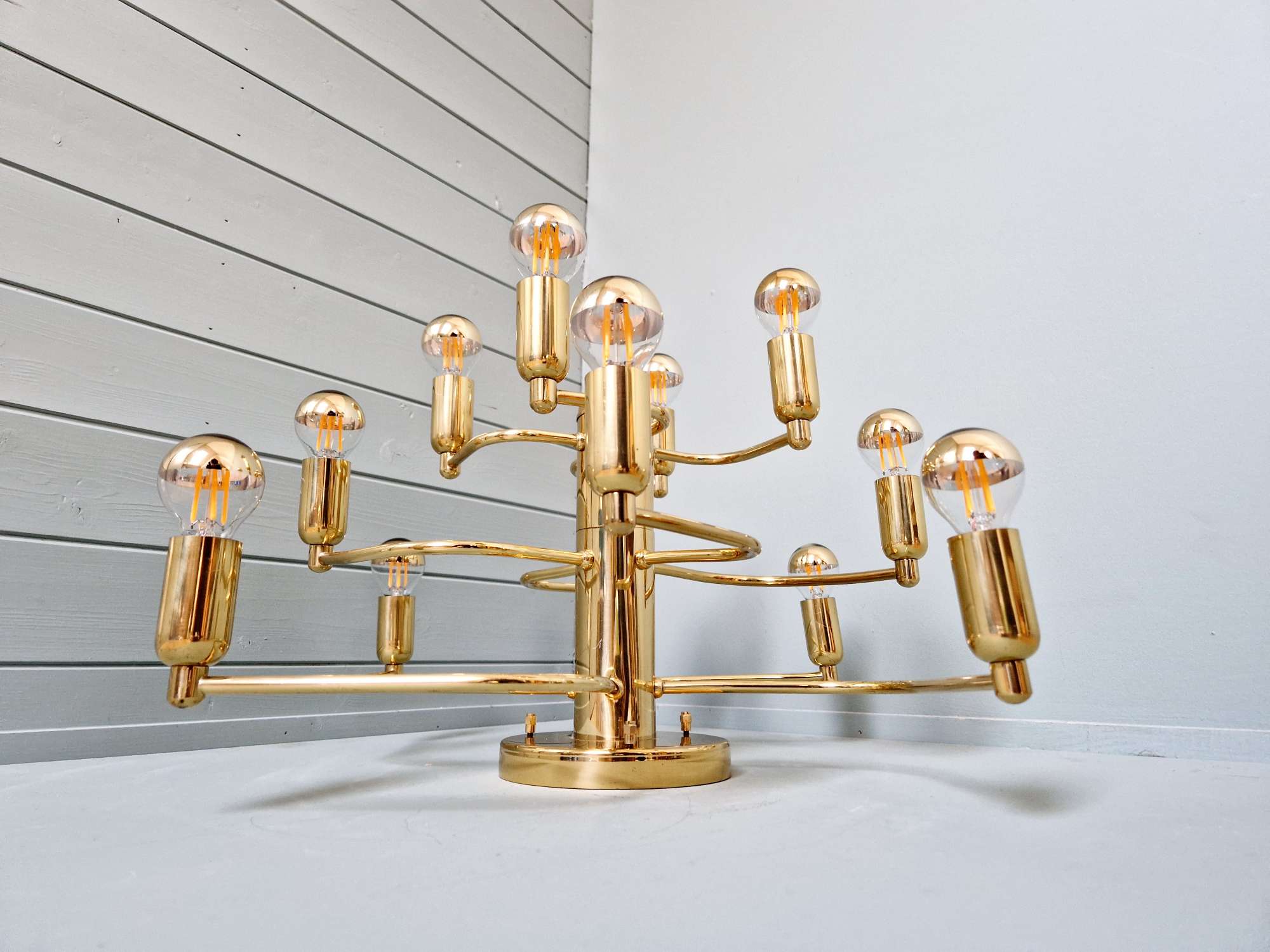 Brass ceiling light/chandelier, 1970s design