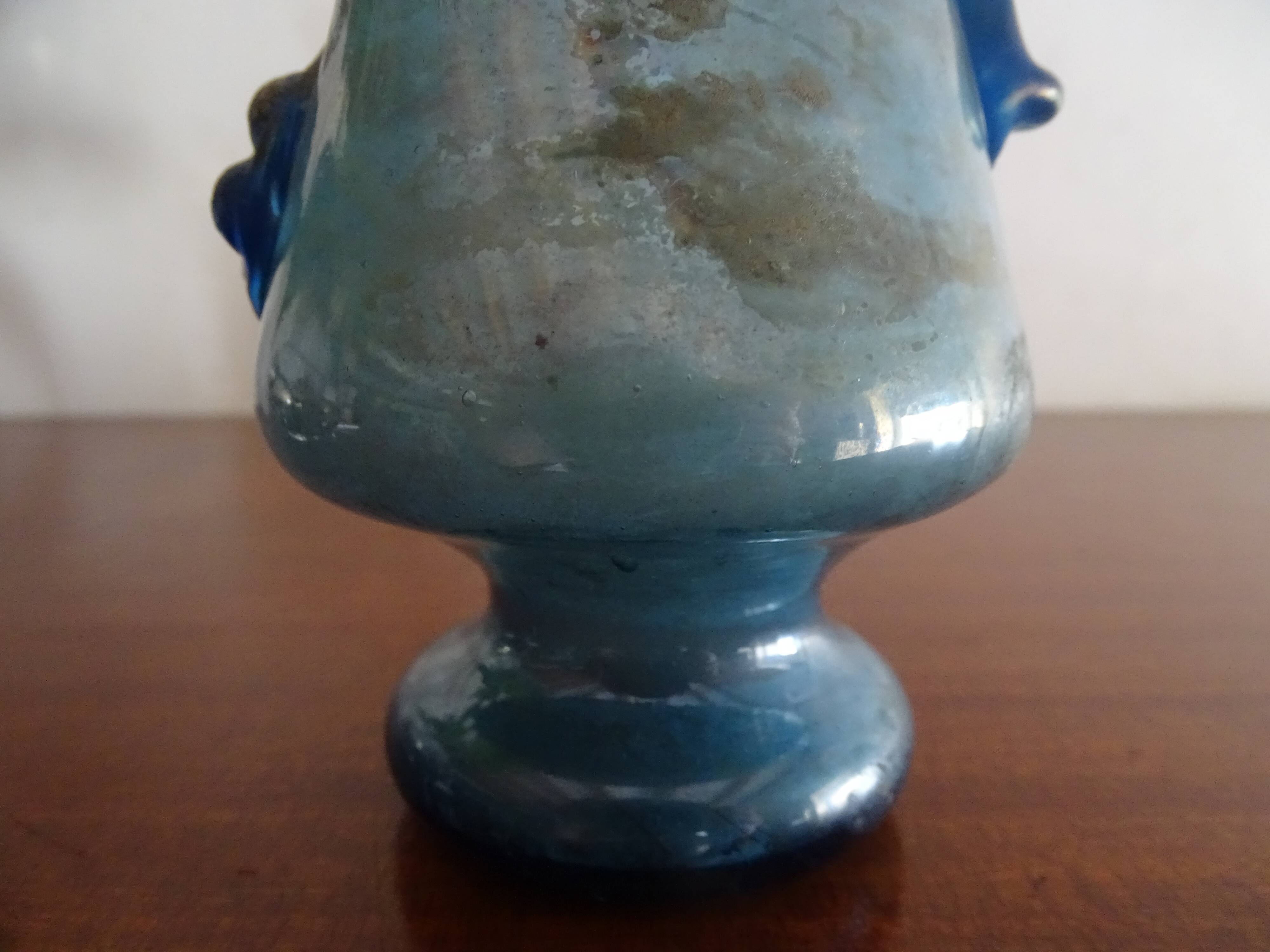 Vase with handle and spout Scavo Seguso Vetri d'Arte iridescent glass Murano 1950