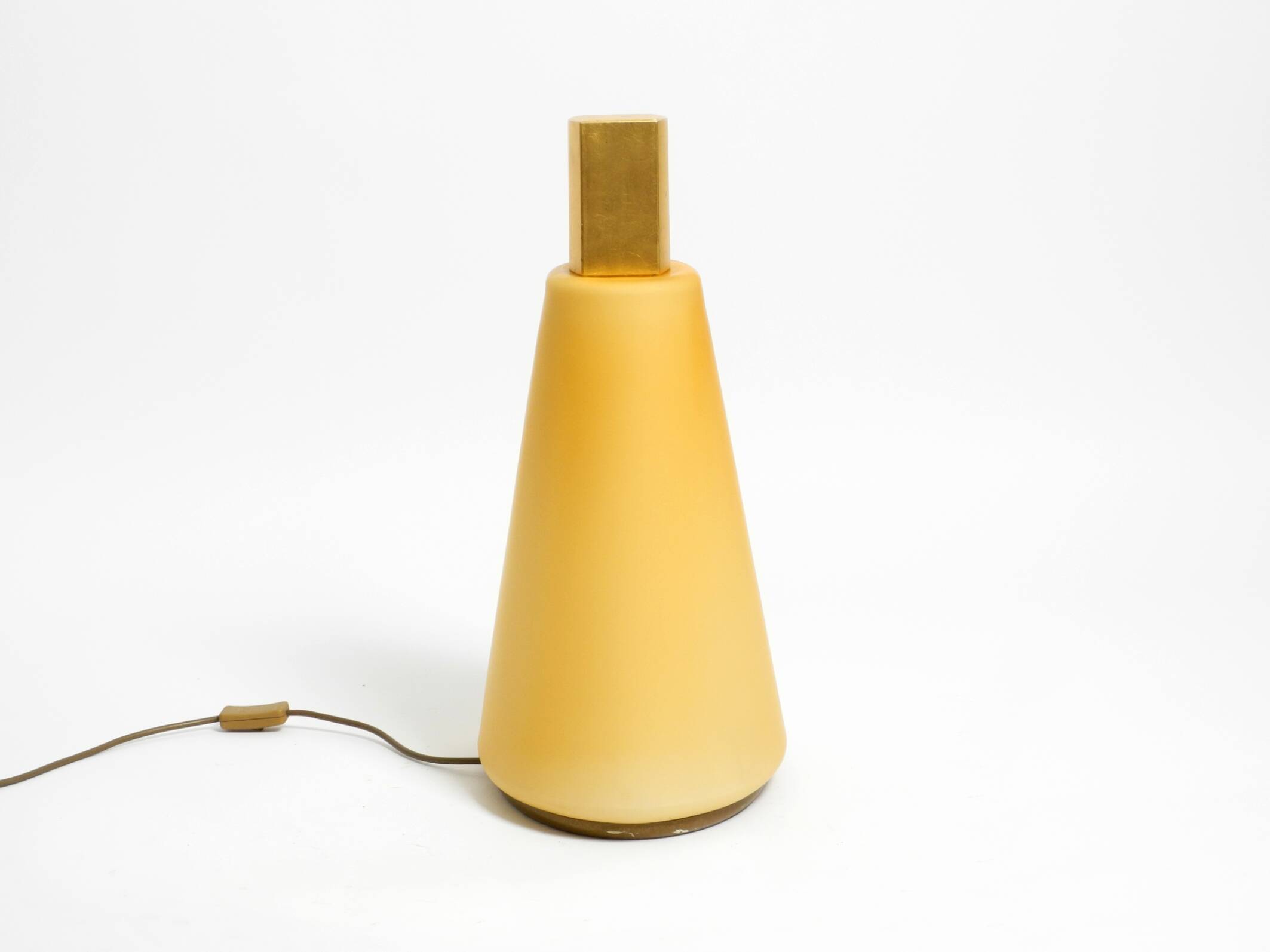 Large 1990s postmodern design floor or table lamp made of colored glass