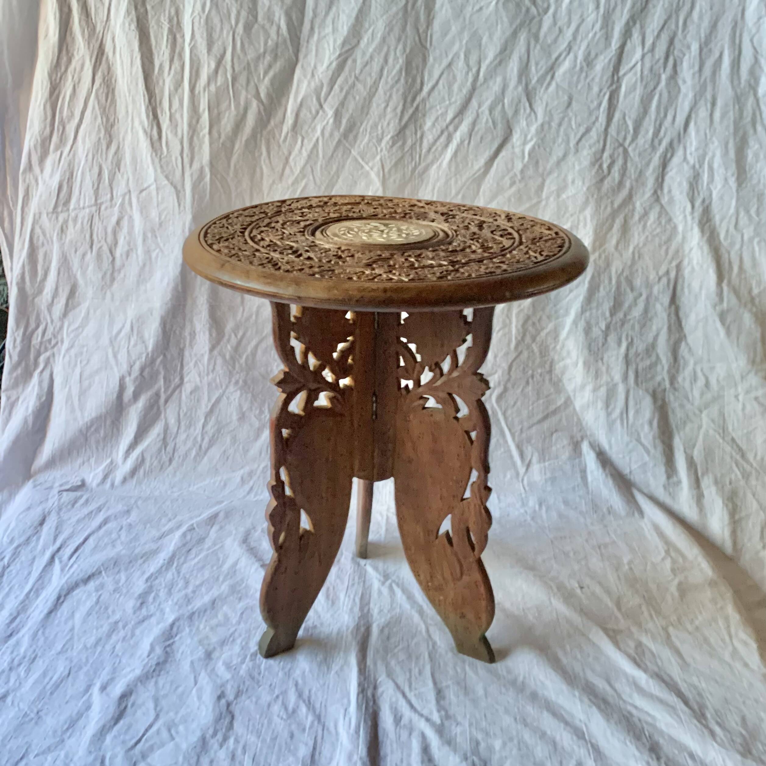 Vintage carved wooden side table