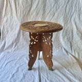 Table d'appoint vintage en bois sculpté