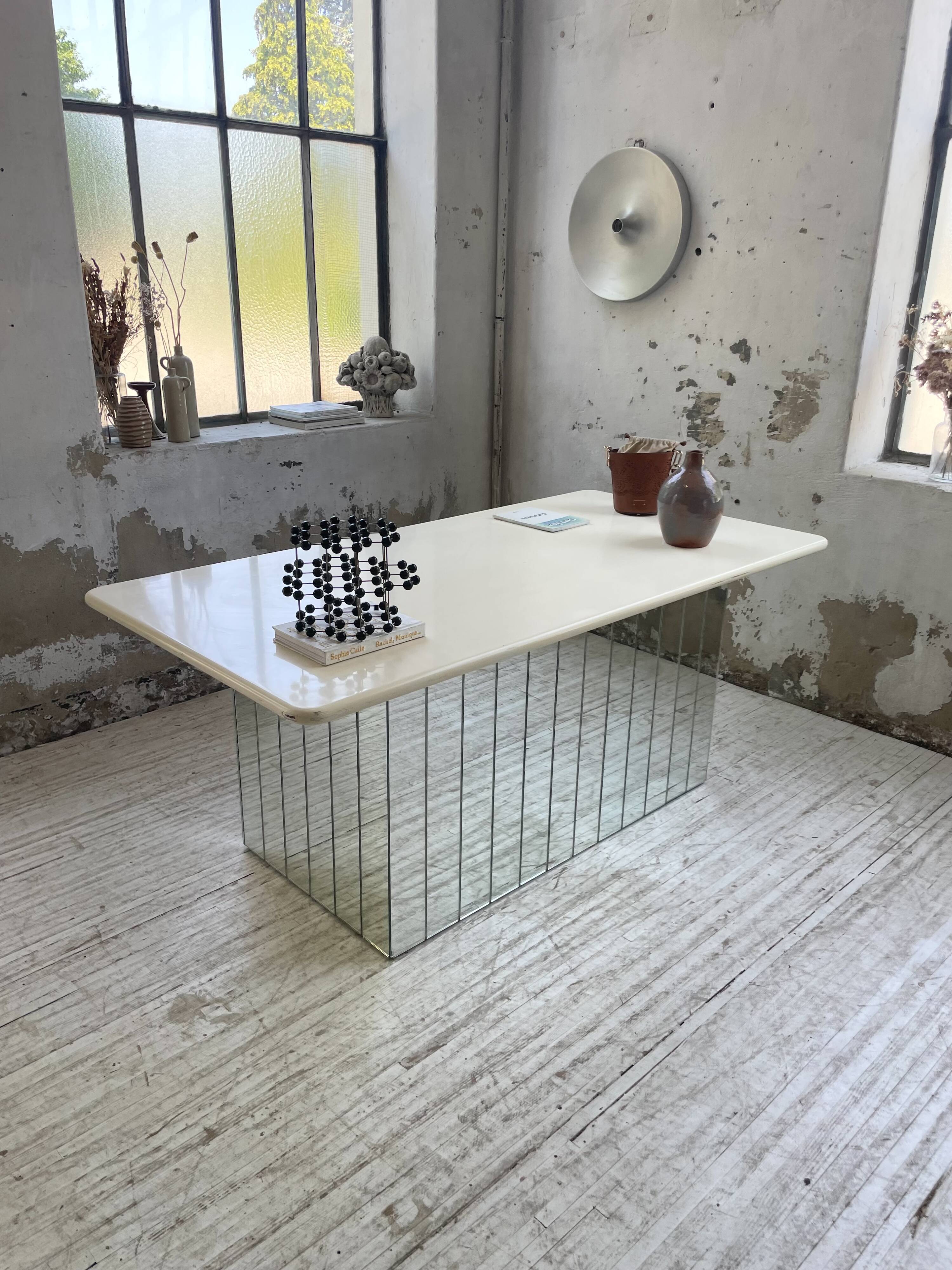 80s lacquered desk and mirror