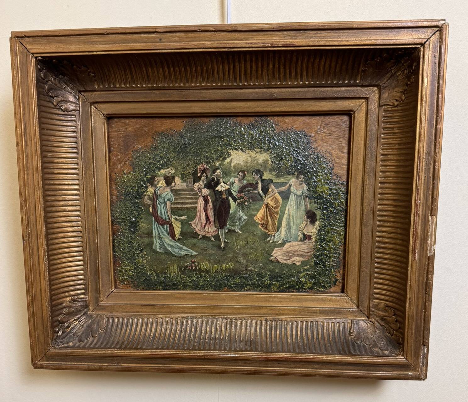 Romantic oil painting on panel from the 19th century