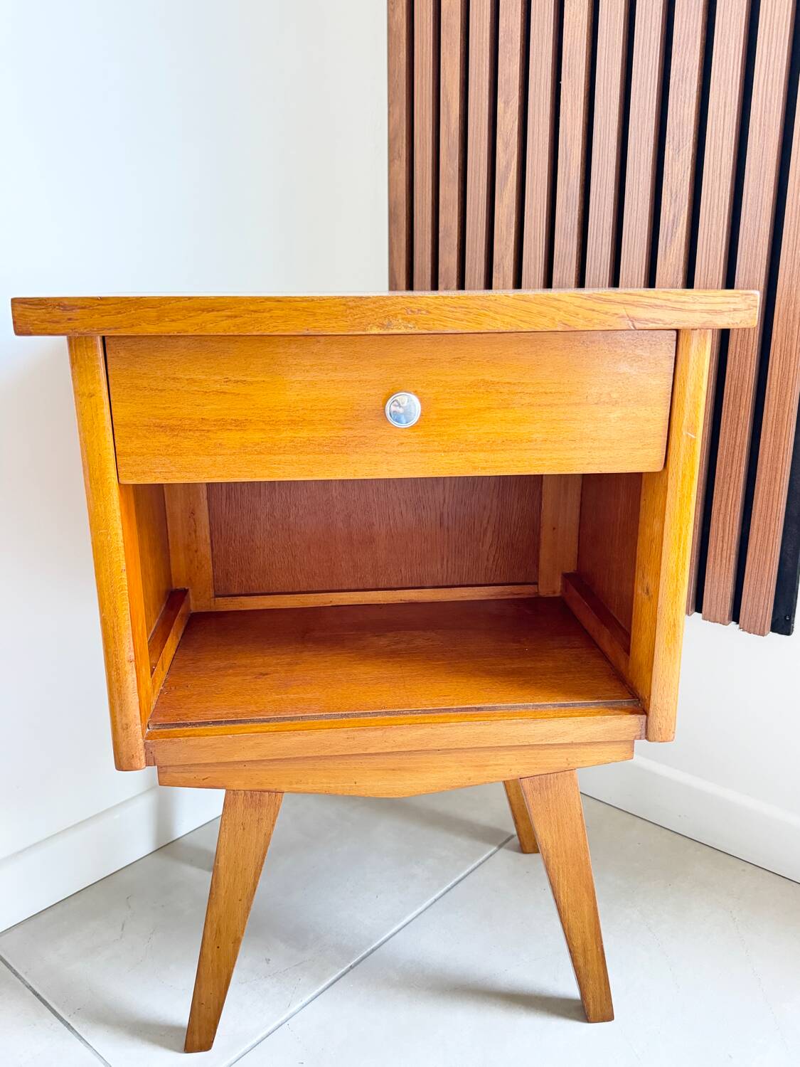 Vintage compass leg bedside table
