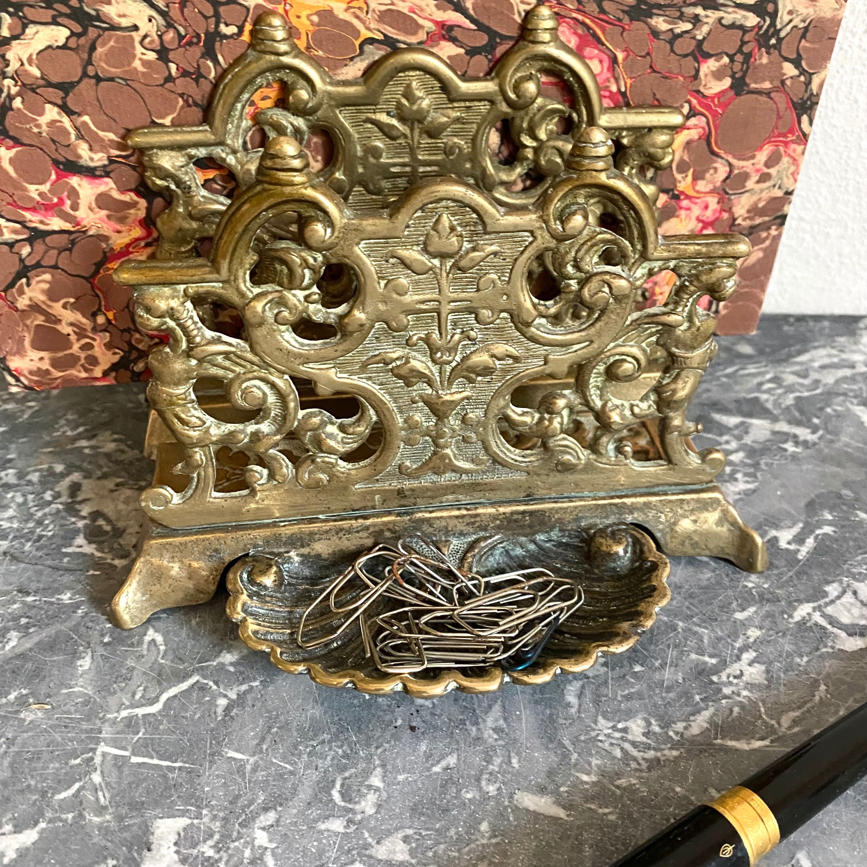 Vintage letter holder in gilded brass