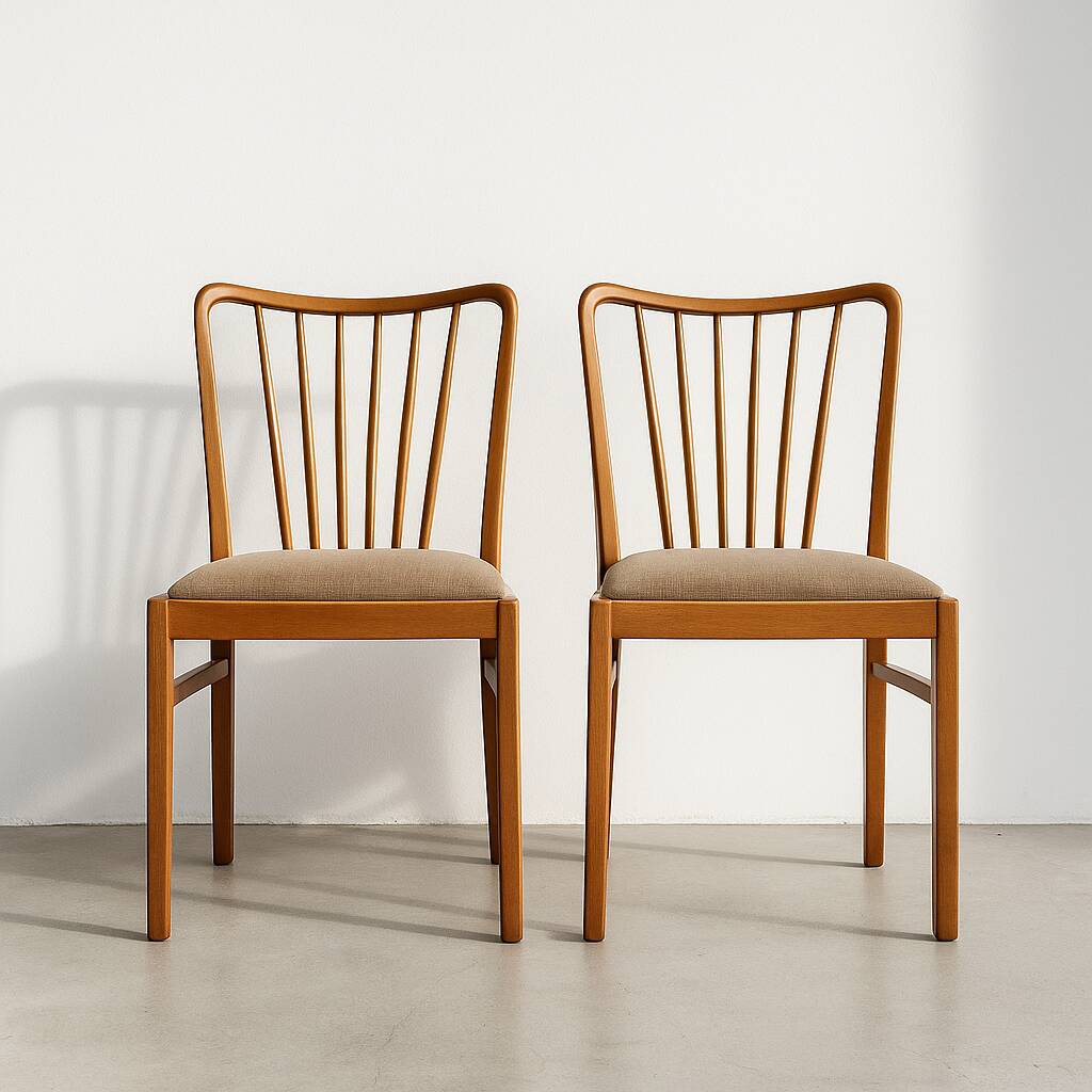 Pair of vintage Danish beech chairs