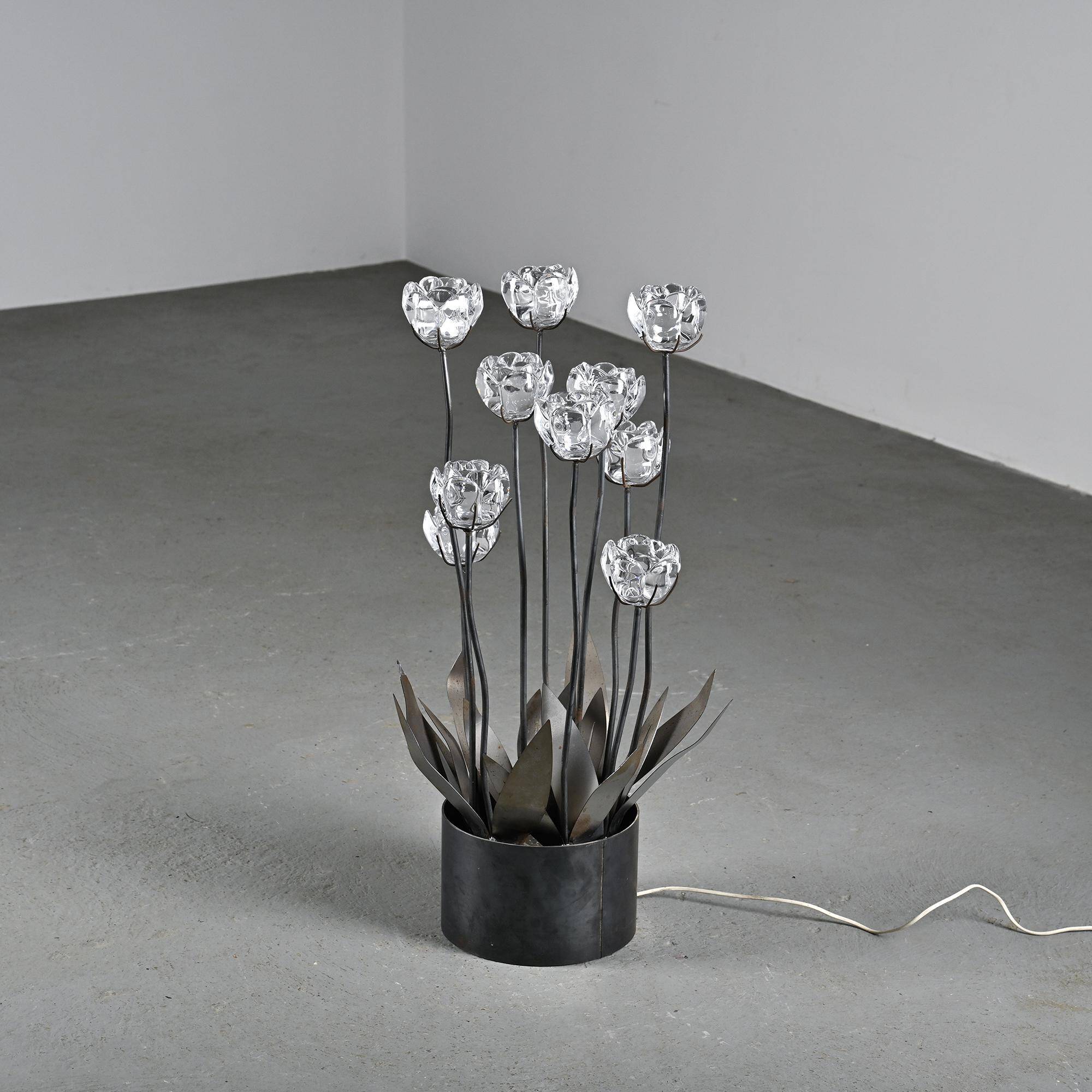 Sculptural floral lamp by Royal Copenhagen, Denmark, circa 1960.