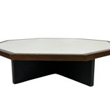 Table basse vintage design octogone années 1970 octogone wengé