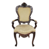 Louis XV style curved desk chair in carved mahogany circa 1850