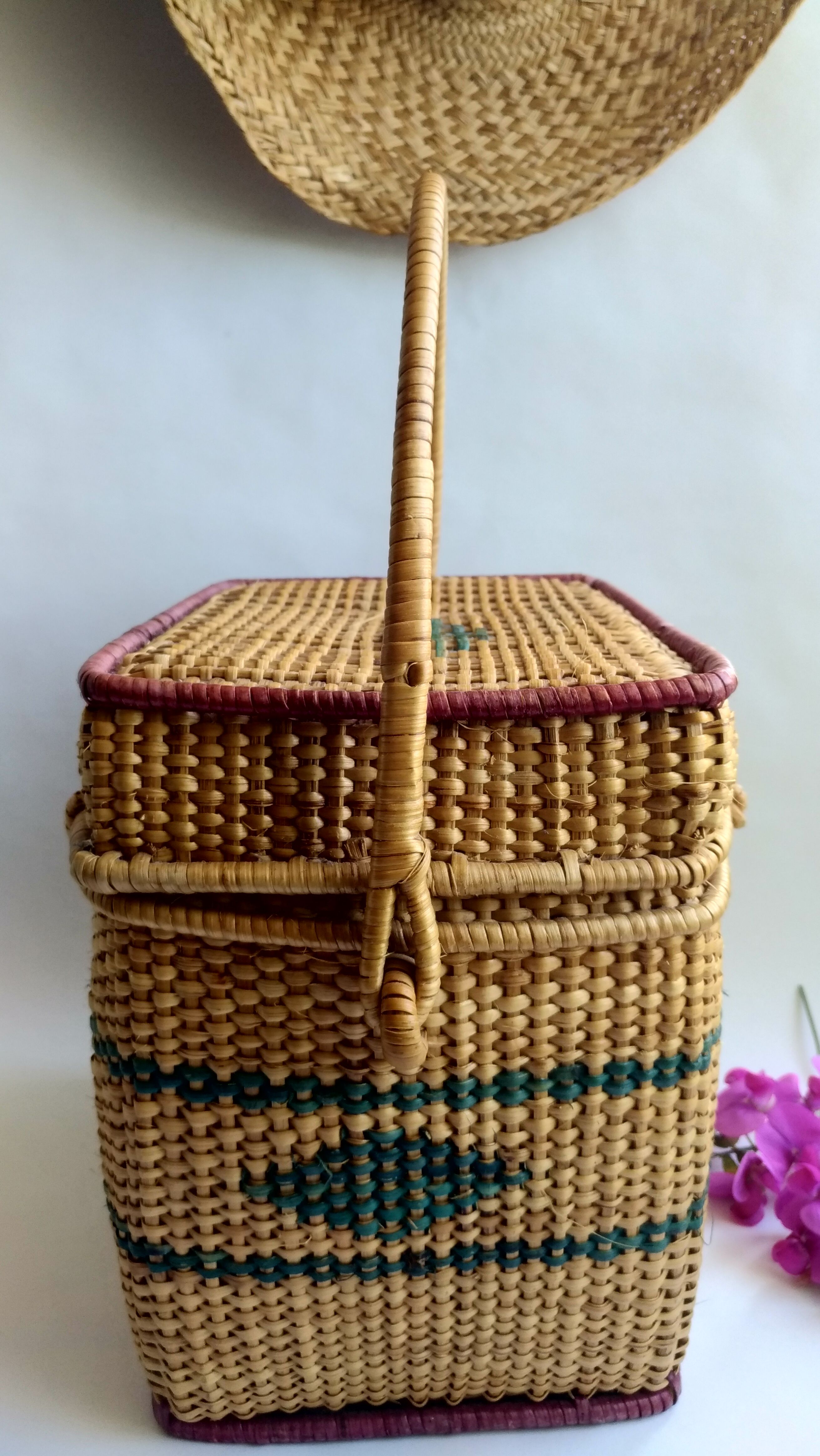 Old rattan suitcase