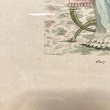 Set of two framed mode engravings