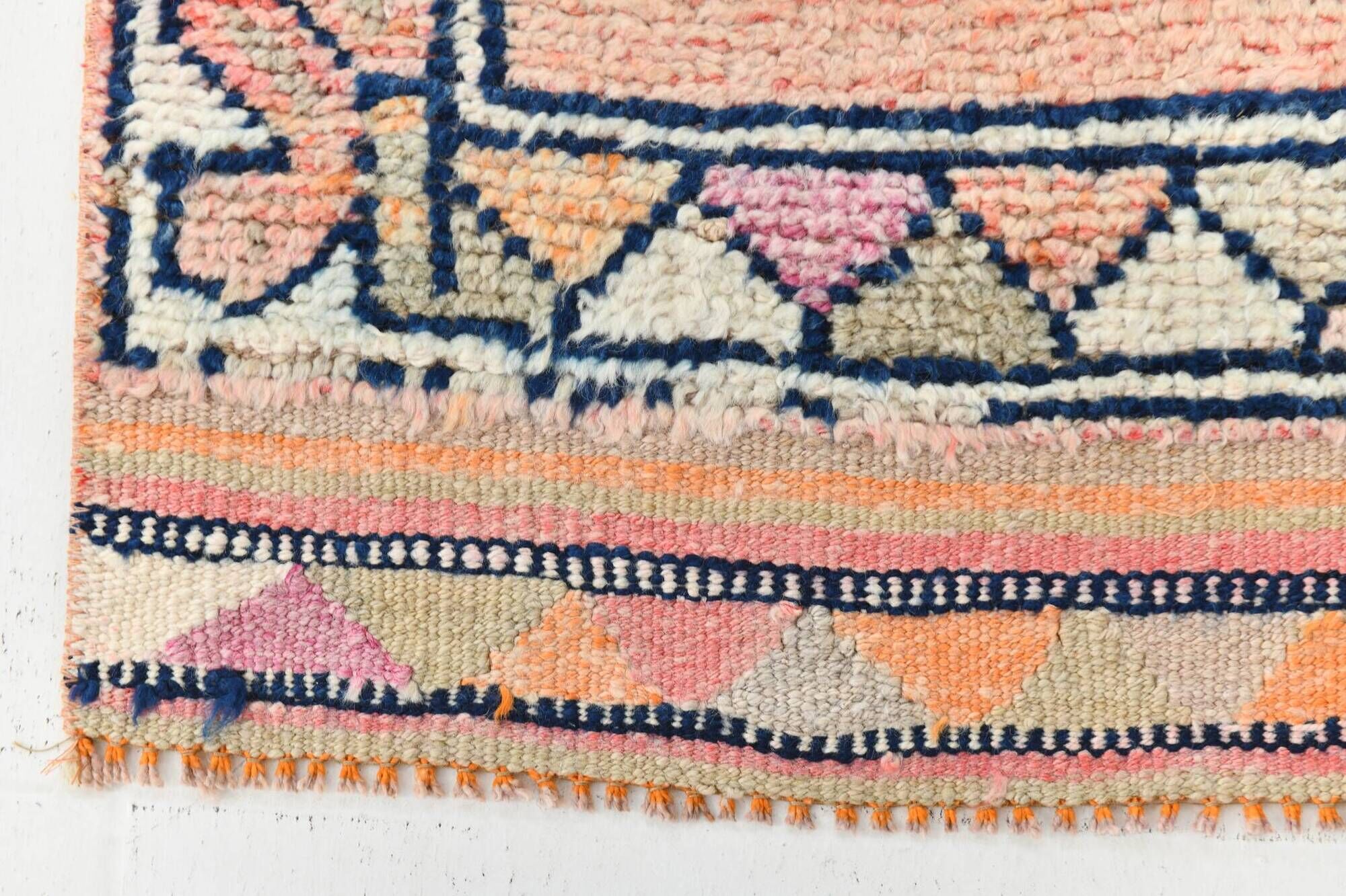 3x11 Vintage Runner Soft Orange Wool Runner Rug, Turkish Runner, 87x342Cm