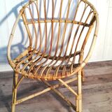 Fauteuil coquille en rotin