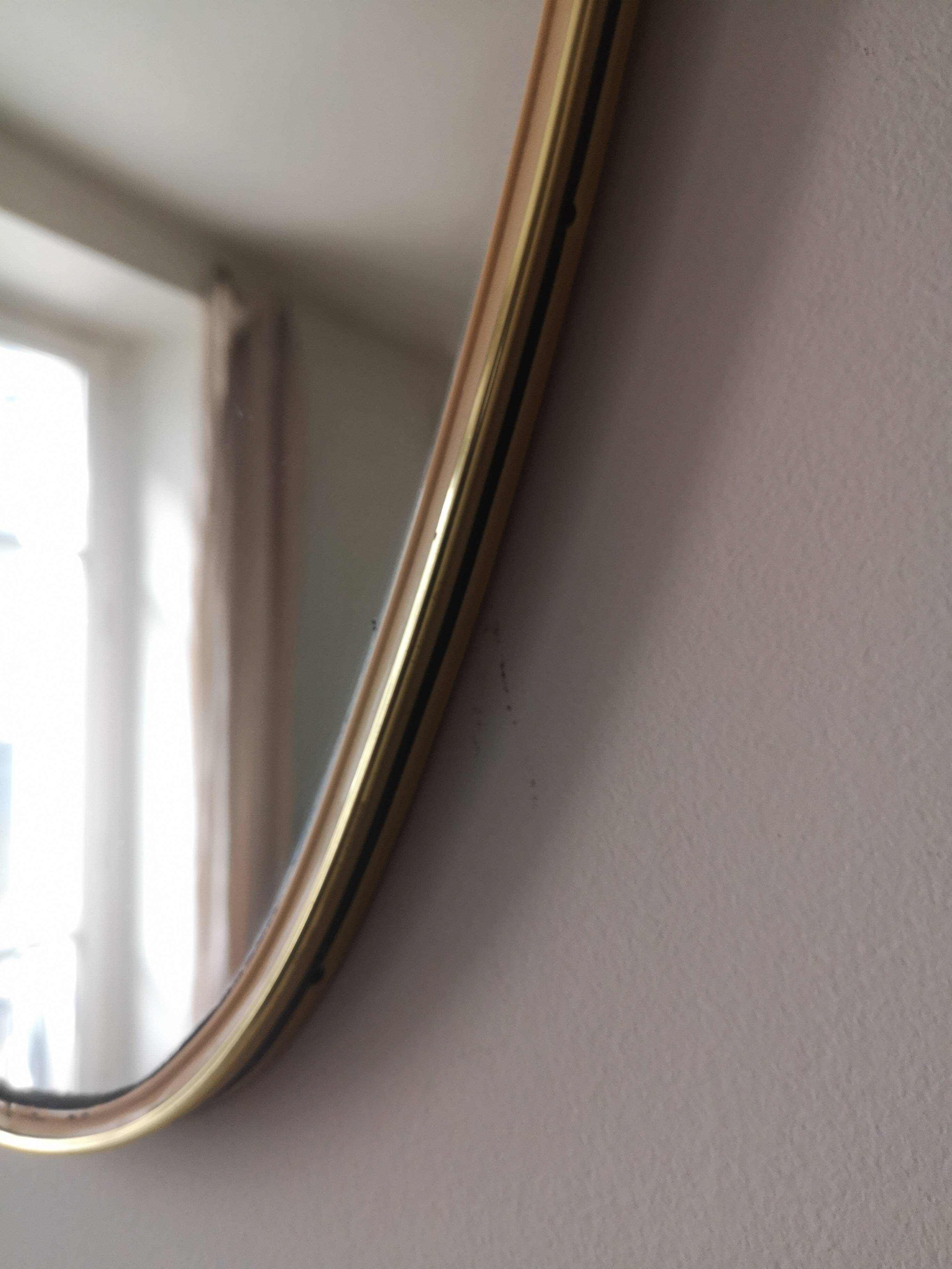 Asymmetrical oval rearview mirror vintage 1960