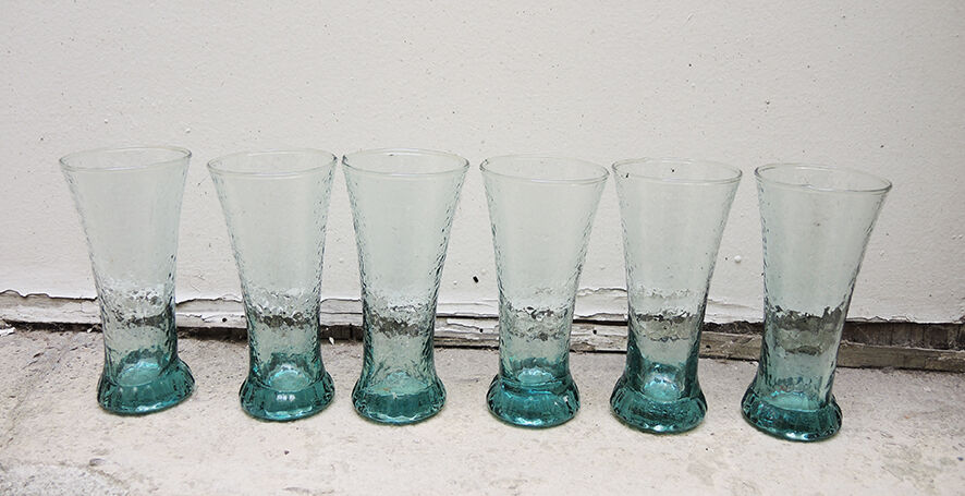 Former Pastis Service in Green Textured Glass