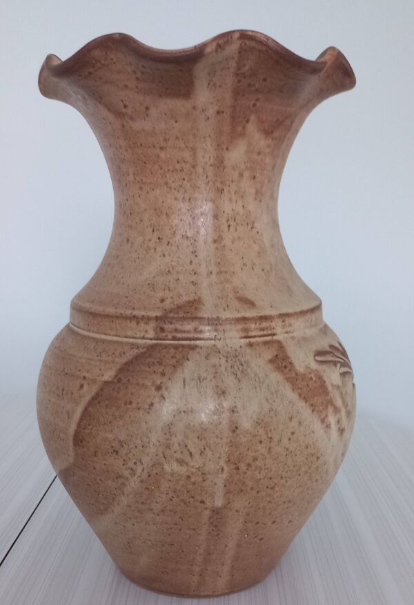 Grand vase grès émaillé de Vallauris fait main 32 cm