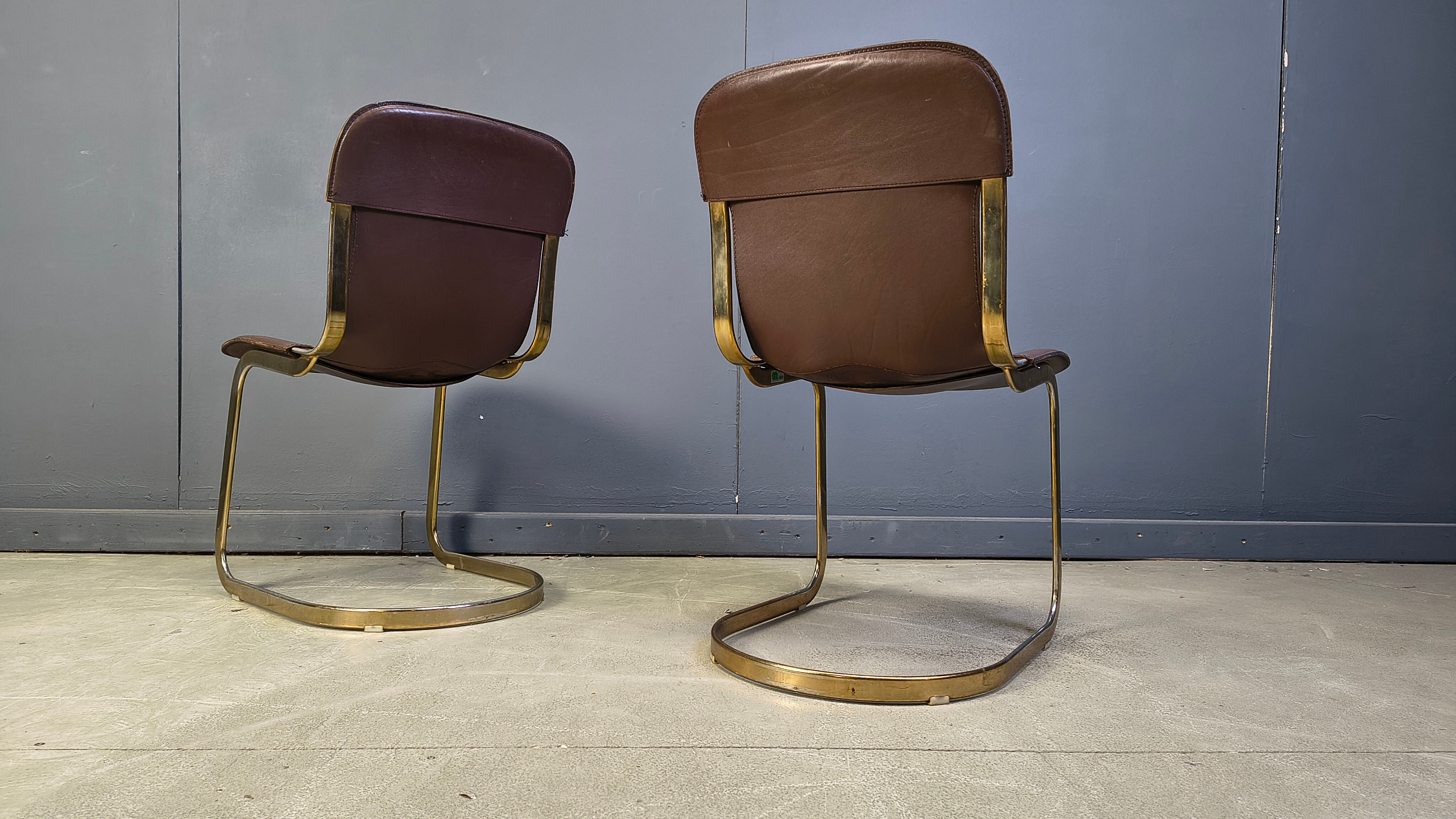 Vintage dining chairs by Willy Rizzo for Cidue - set of 4 - 1970s