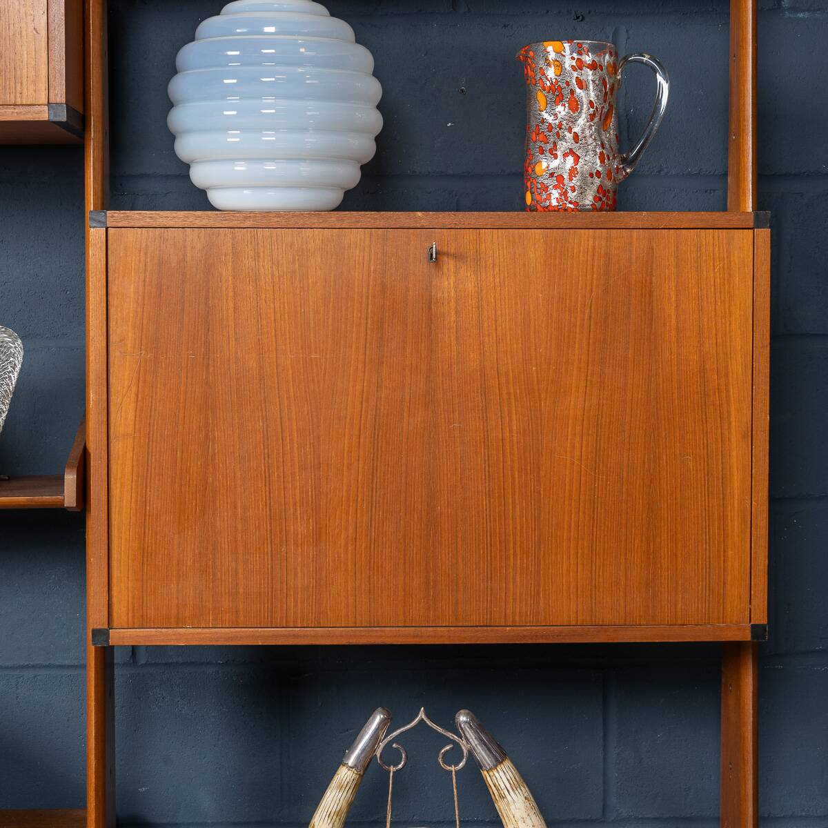 Vintage 20thc italian modular teak wall cabinet c.1960