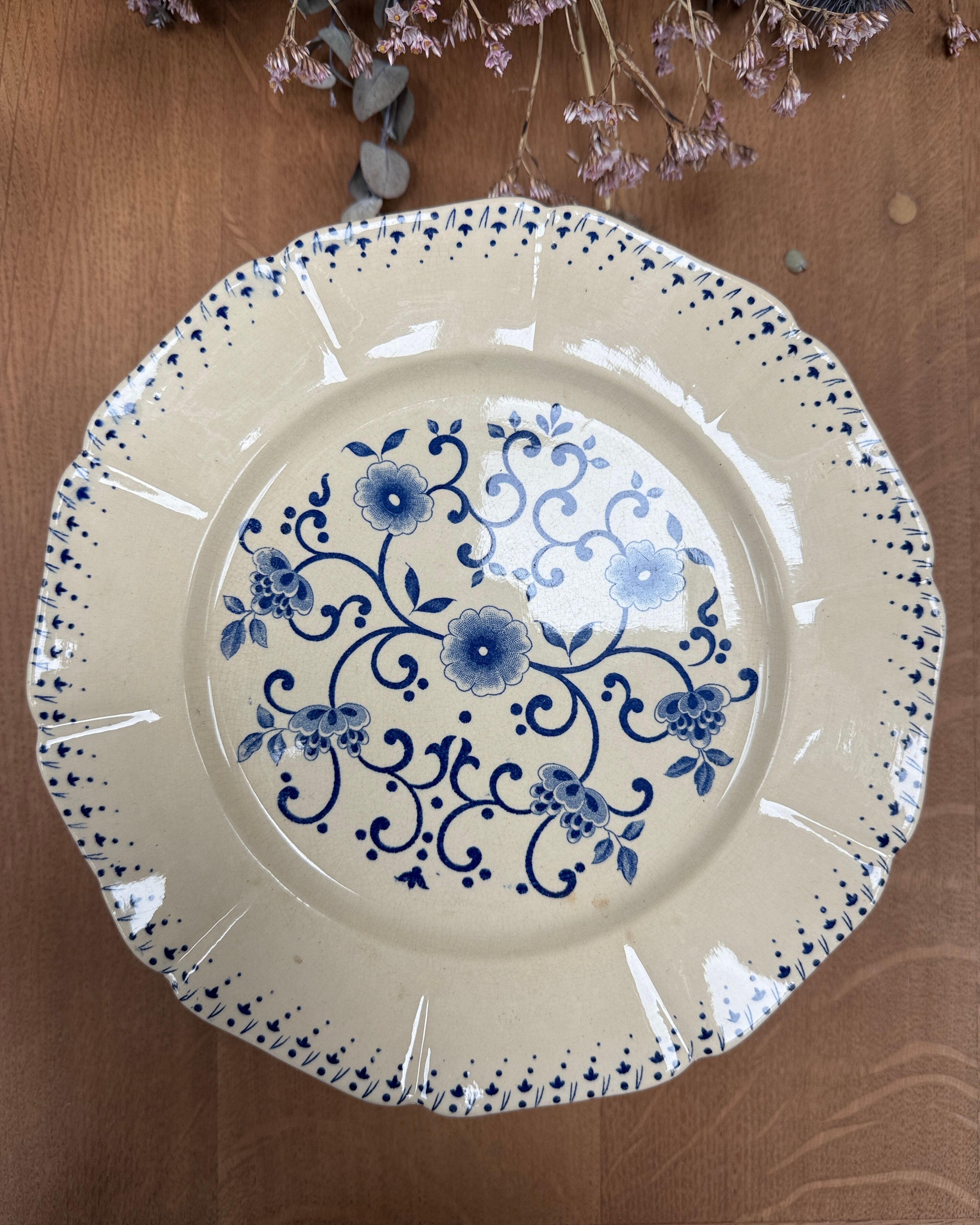 Large flat plates ironstone Boch Frères