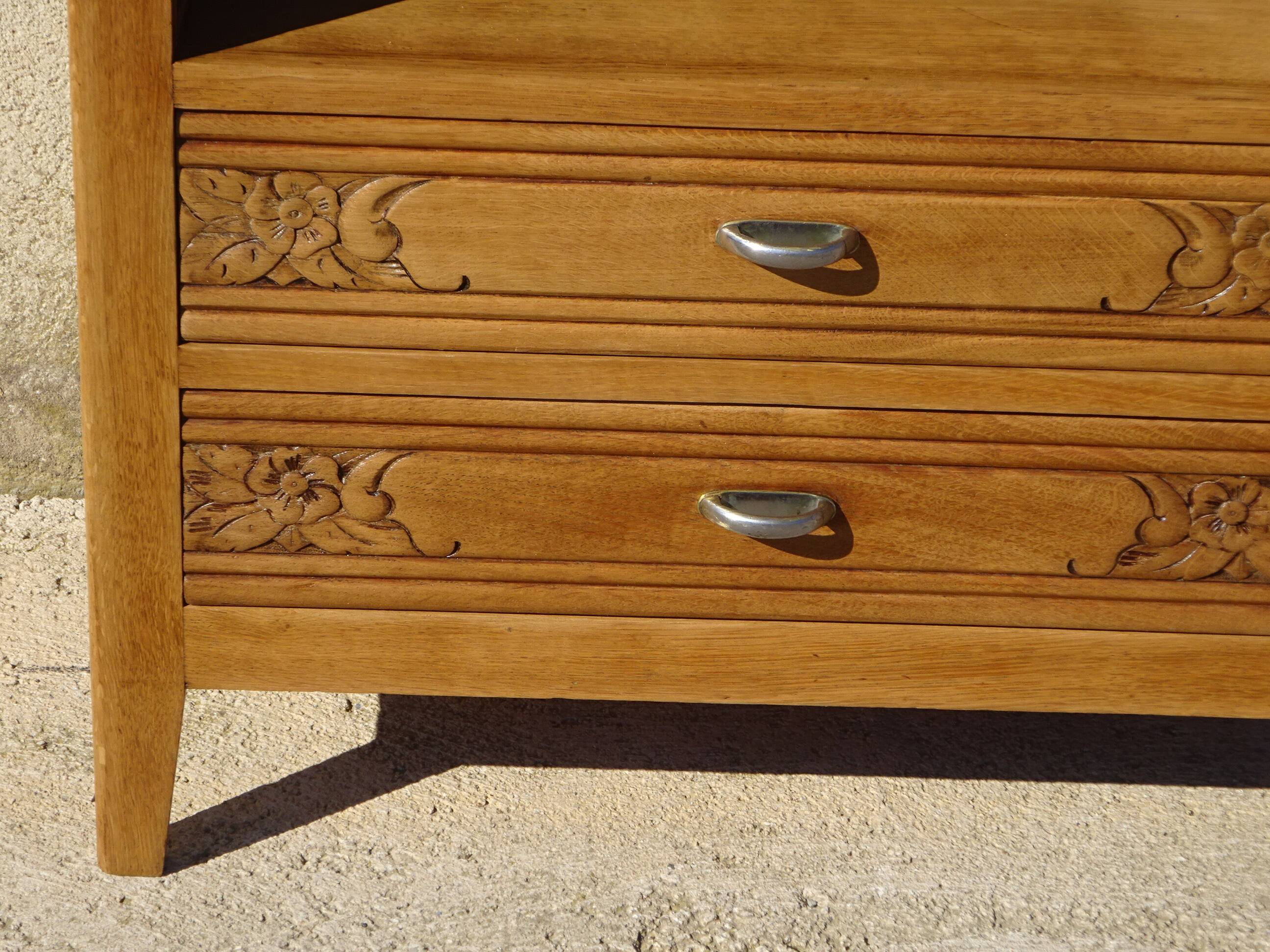 Art Deco bedside table in oak, restored