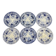 Set of 6 dessert plates in ironstone "Flora" – Creil et Montereau, 19th century, blue
