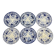 Set of 6 dessert plates in ironstone "Flora" – Creil et Montereau, 19th century, blue