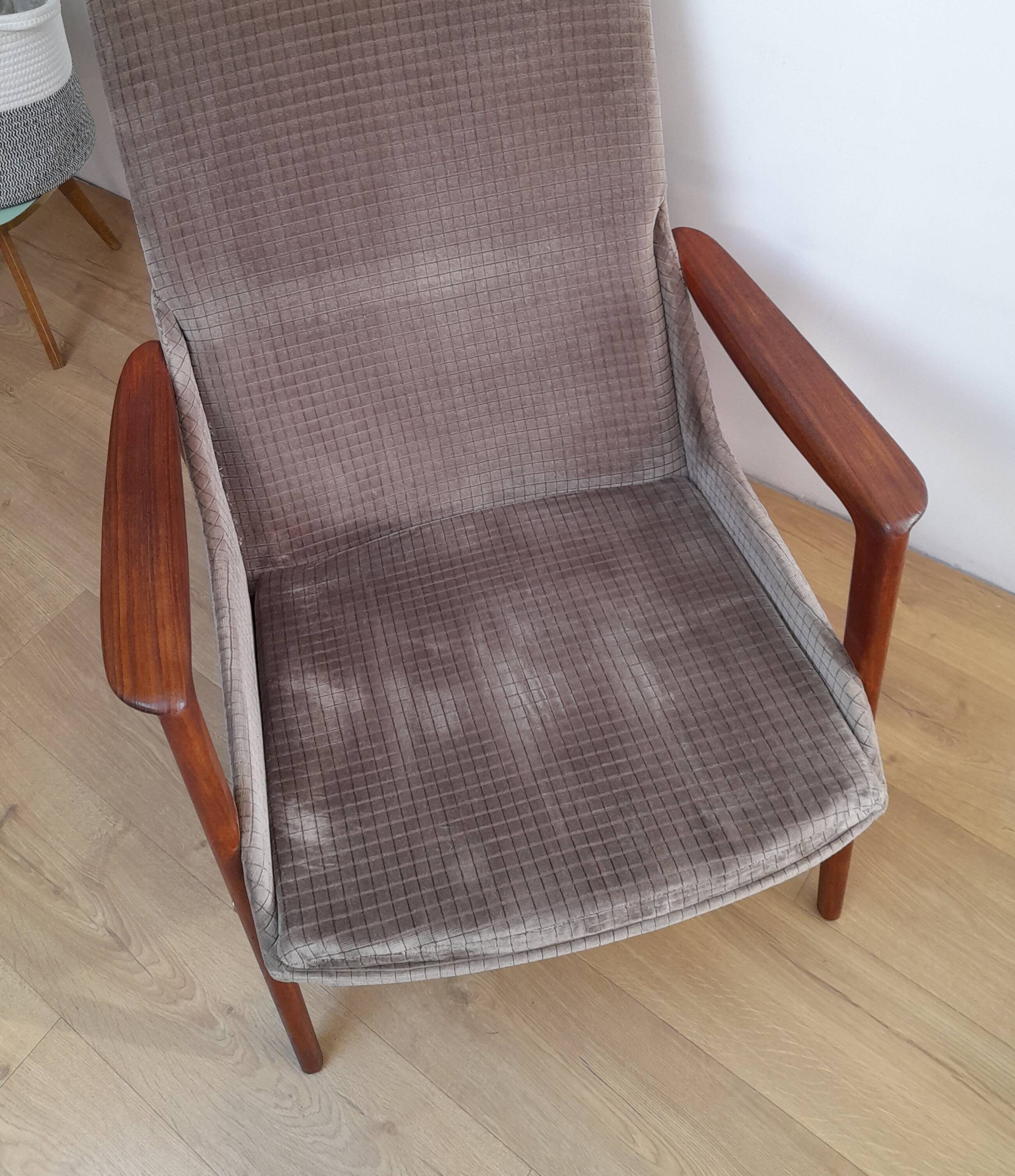 Fauteuil scandinave vintage 1960 teck