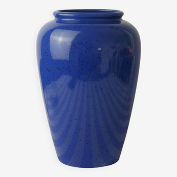 Vase bleu moucheté en céramique W. Germany