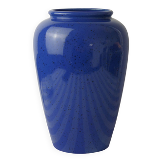 Vase bleu moucheté en céramique W. Germany