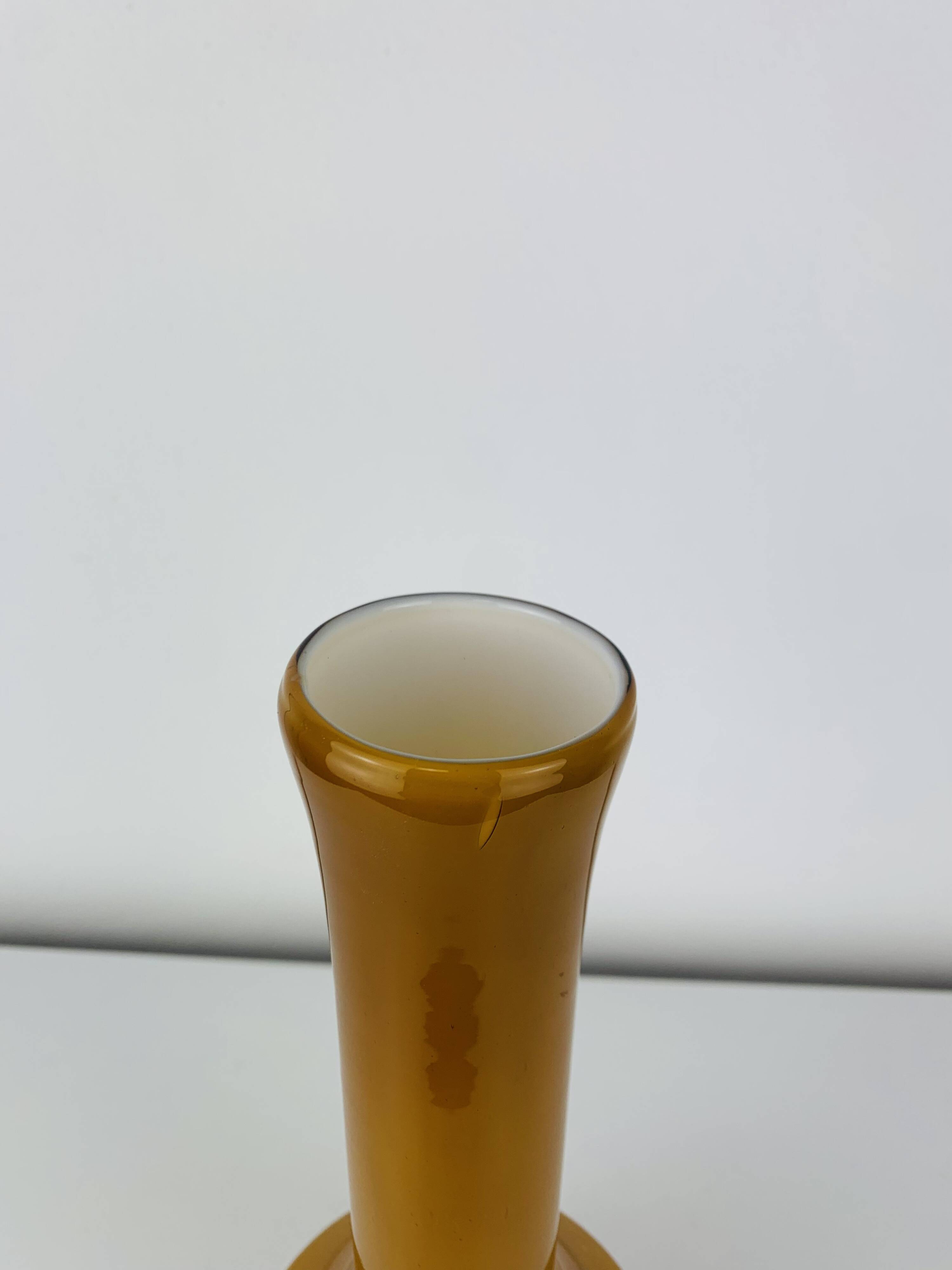 Scandinavian vase in opaque yellow glass, 1960s, vintage