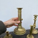 Set of gold-plated brass candlesticks