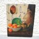 Old oil painting: still life with Dutch tiles