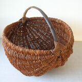 Old basket in wicker and wood Normandy deco kitchen farm normande 38 cm