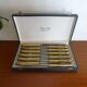 12 Art Deco knives stainless steel and bone 1930 in case