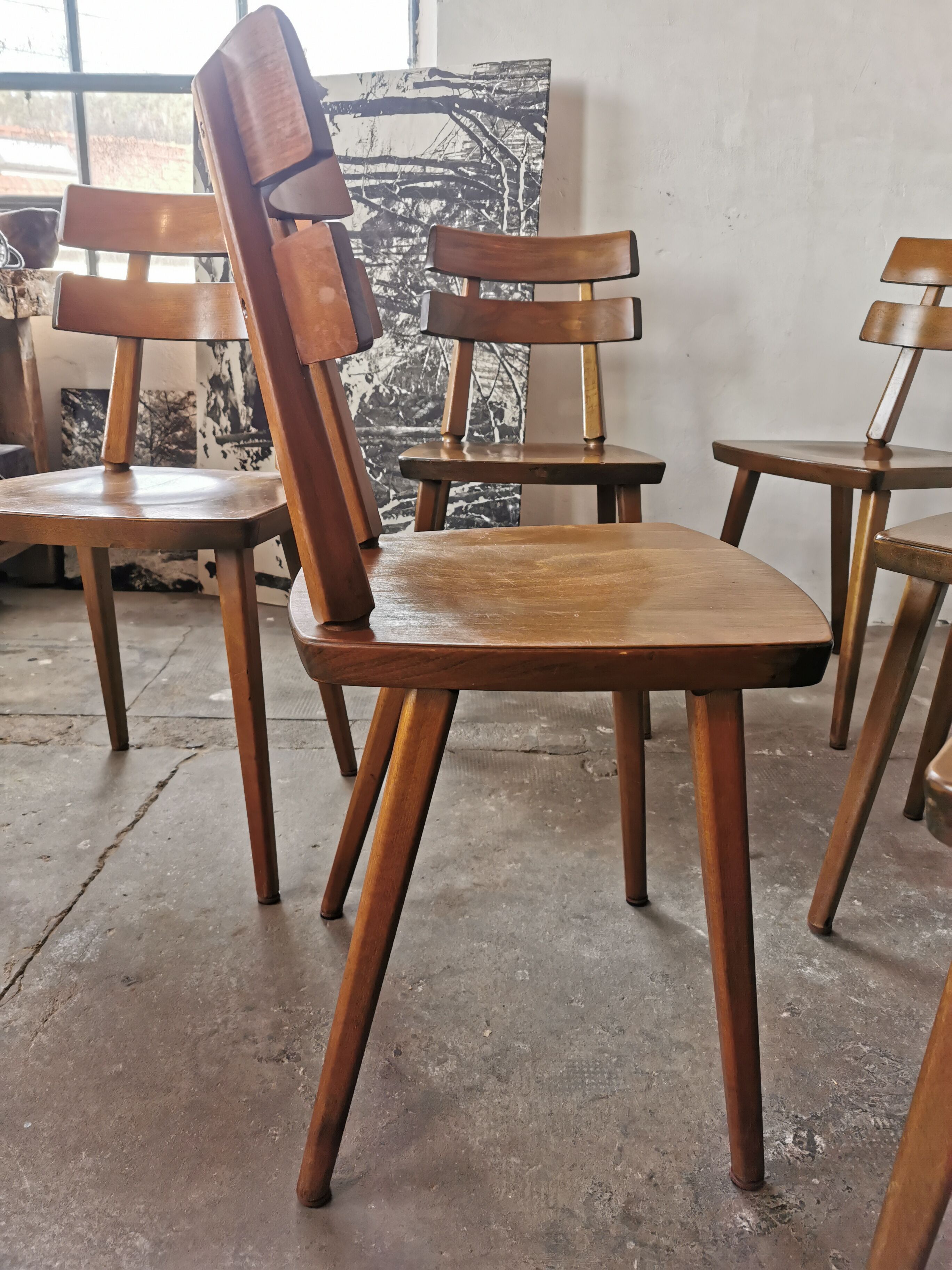 Set de 6 chaises tout bois 1960