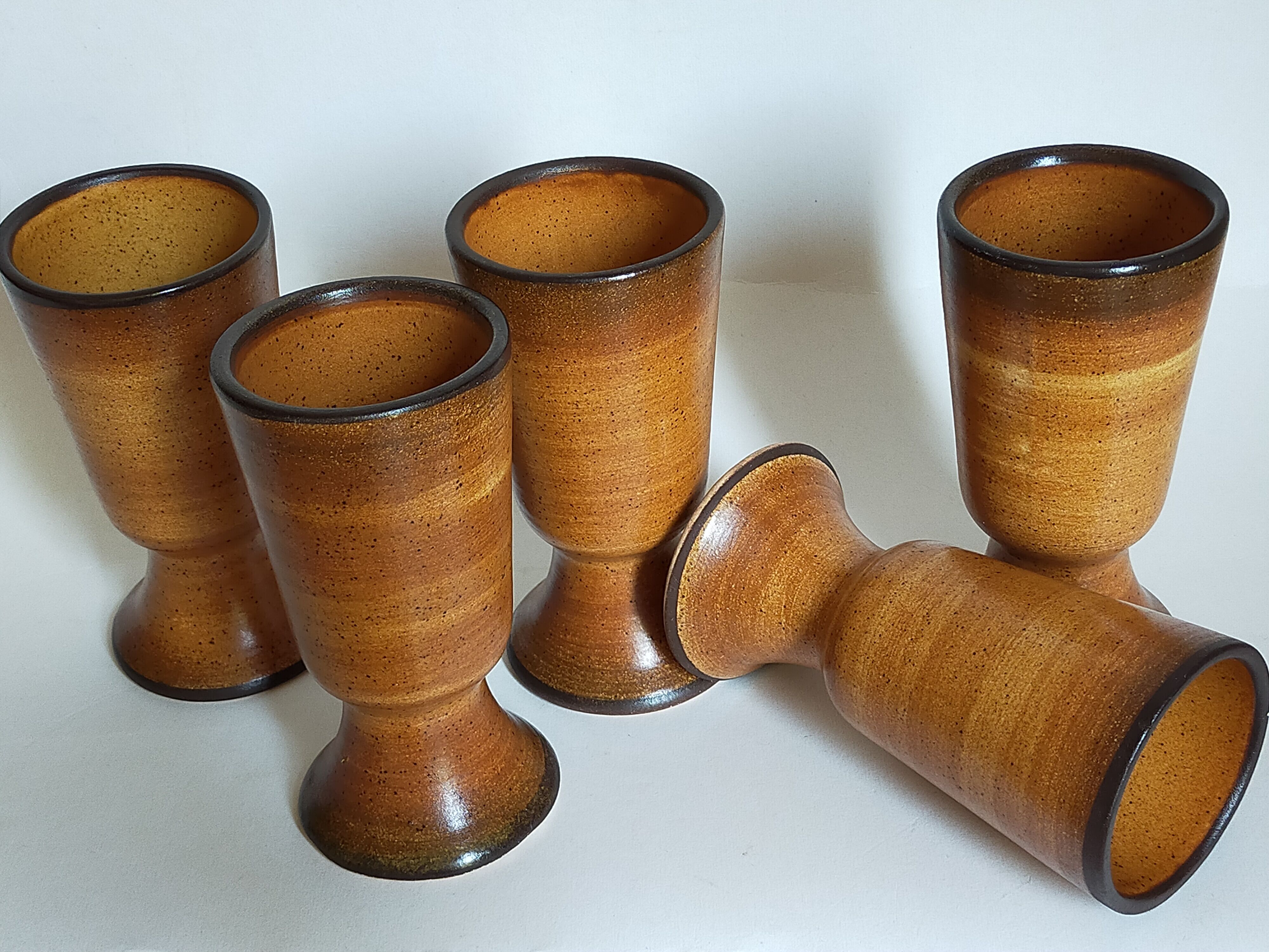 Five earthenware mazagrans from Saint-Amand vintages service"Meylan"