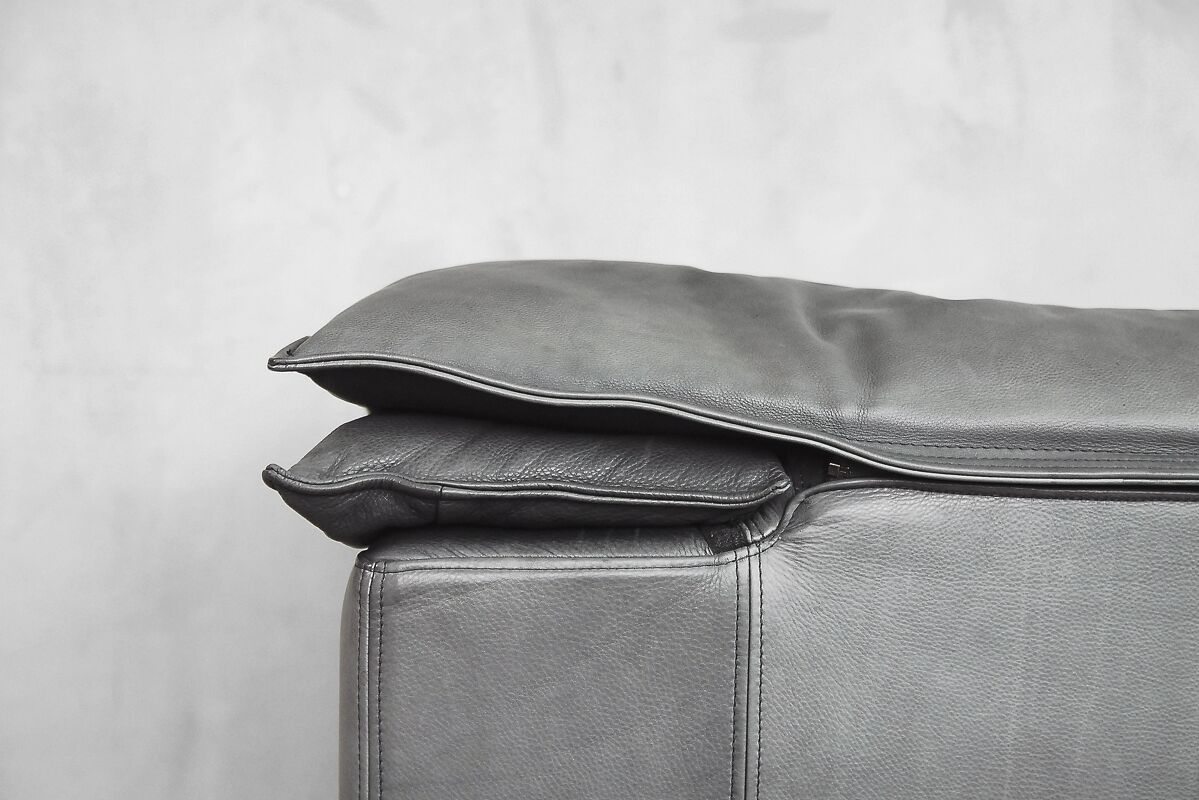 Grey Leather Danish Monza Armchairs by Jens Juul Eilersen for Niels Eilersen, 1970s, Set of 2