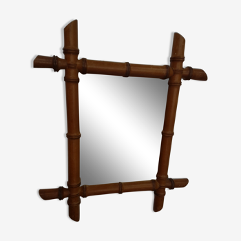 Old wooden mirror turned bamboo style 43x38cm